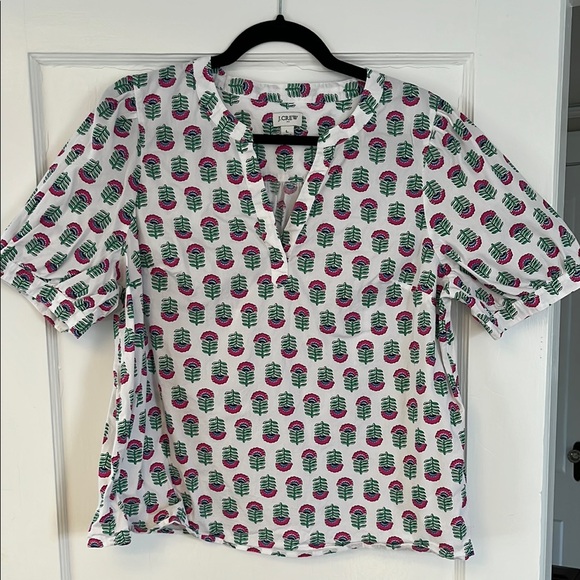 J. Crew Block Print Poplin Top - Picture 2 of 6